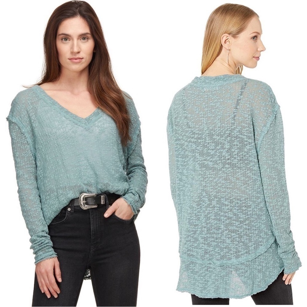 Free People Ocean Air Hacci Misty Forest Pullover Long Sleeve Top Size XS‎ Women